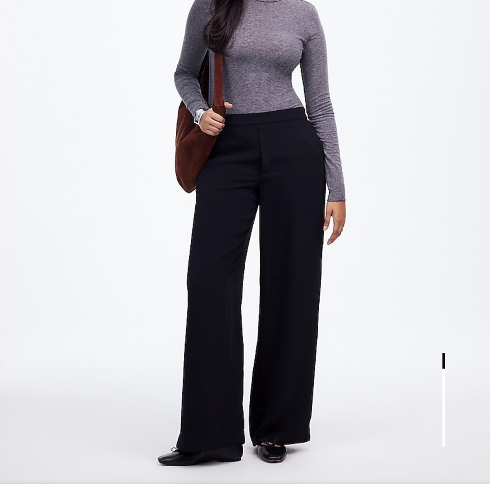 MADEWELL Women's Pull-On Straight Pants in Crepe Black NWT